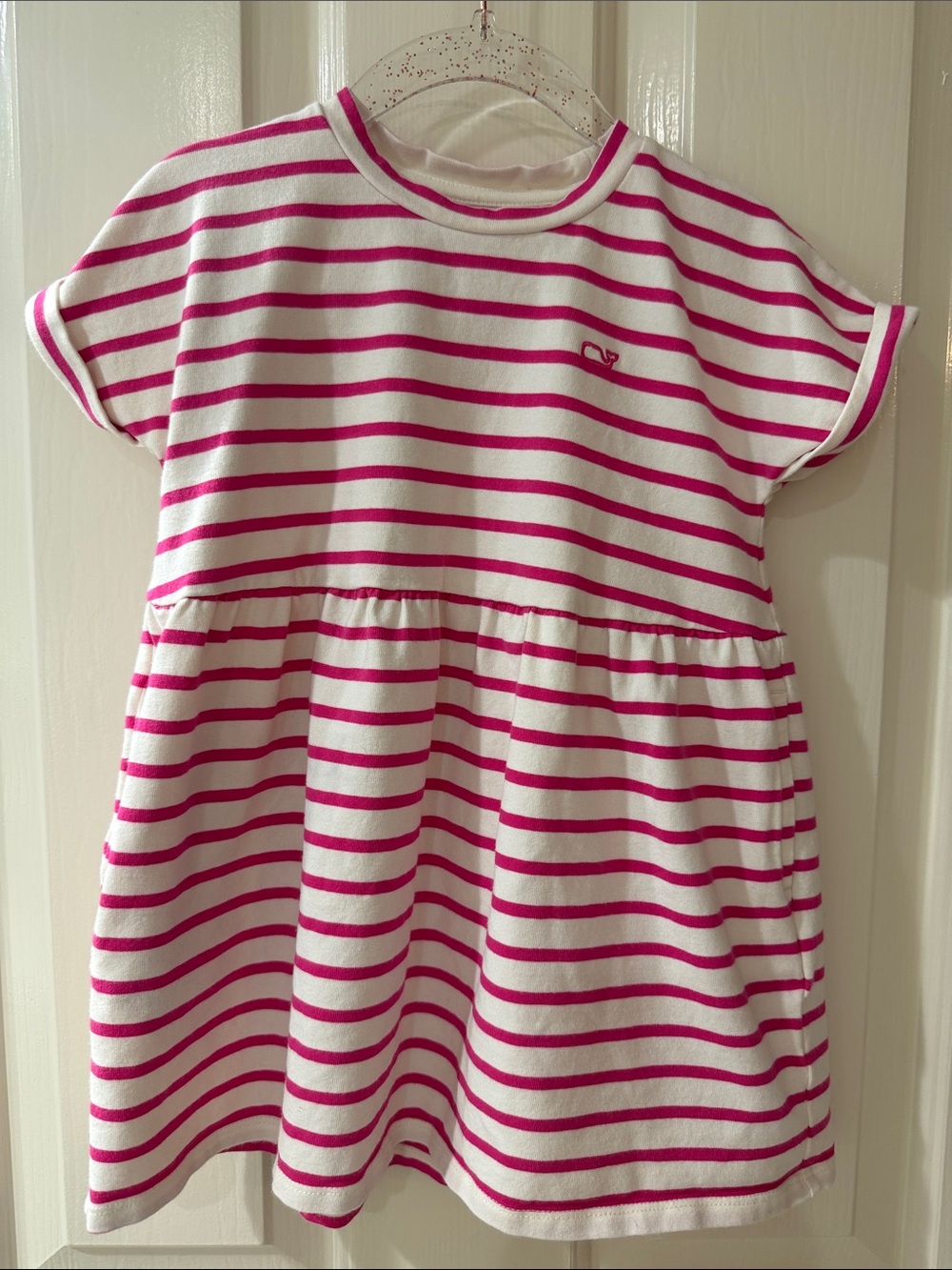 Like New 2T Vineyard Vines Pink and White Striped Cotton Dress